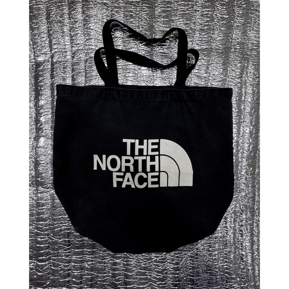 The North Face Black Canvas Tote Bag Big Logo Cotton Shopper Everyday Carry